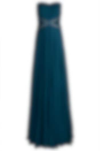 Teal Embellished Tube Gown by Zwaan at Pernia's Pop Up Shop