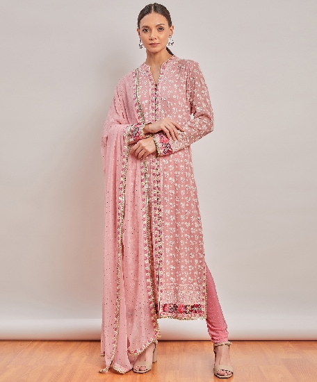 Rose pink chikankari suit set - set of three by Geeta Fashion | The Secret  Label